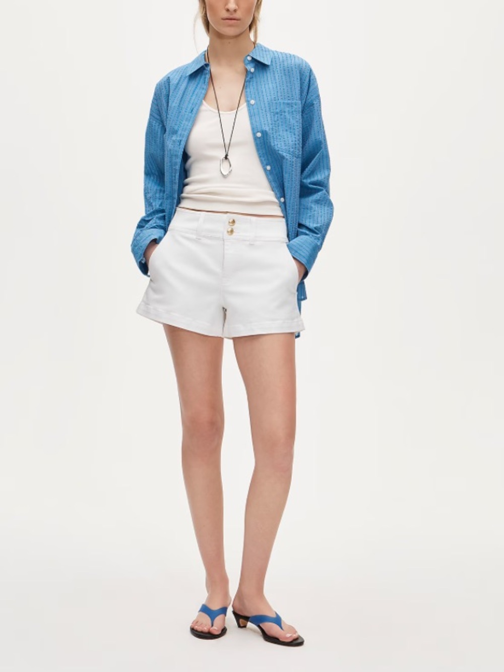 J crew white Stacked-button denim short in white